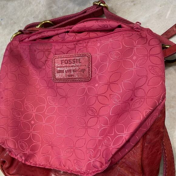 Fossil crossbody bag red leather crossbody - Picture 7 of 11